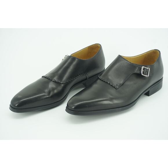 Sutor Mantellassi Marzio Black Leather Monk Strap Loafers Size 10 slip on $565 - Picture 5 of 10